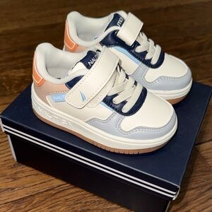 Nautica Kids' Cream and Navy Sneakers with Orange Accents
